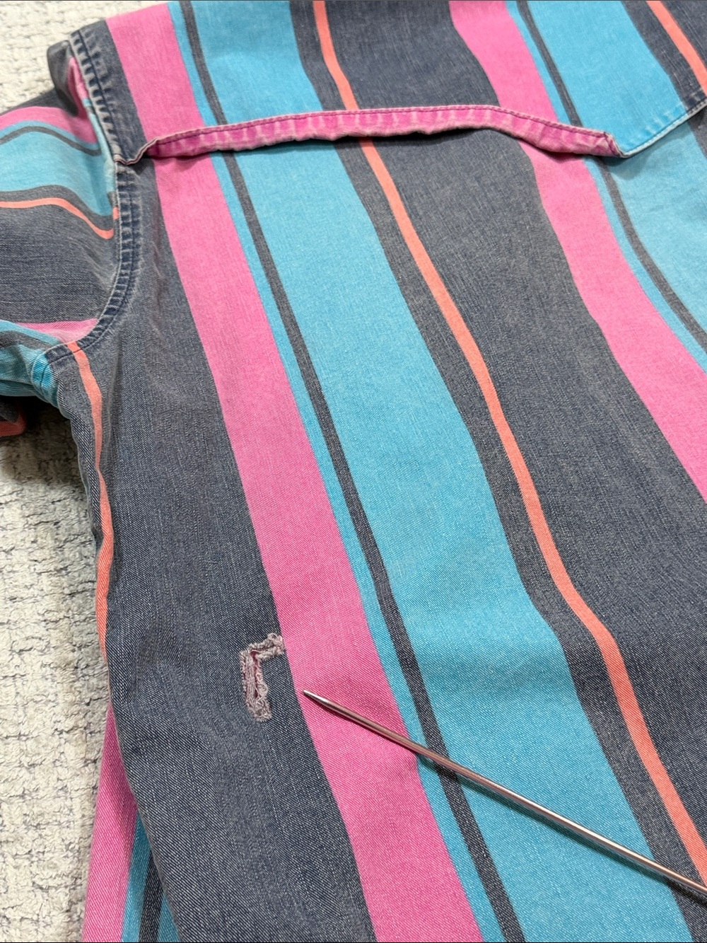Vtg 90’s Wrangler Brush Popper Button Up Long Sleeve Pink Turquoise Blue Orange - Picture 15 of 16